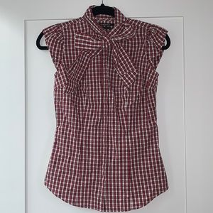 Club Monaco Plaid Cap Sleeve Shirt